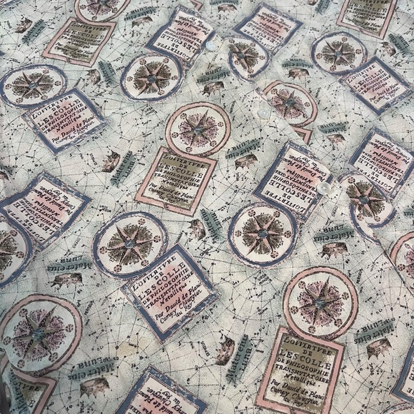 Dockers by Levi's Shirt Small‎ Nautical Compass Map Print Vintage Hong Kong - Picture 2 of 5